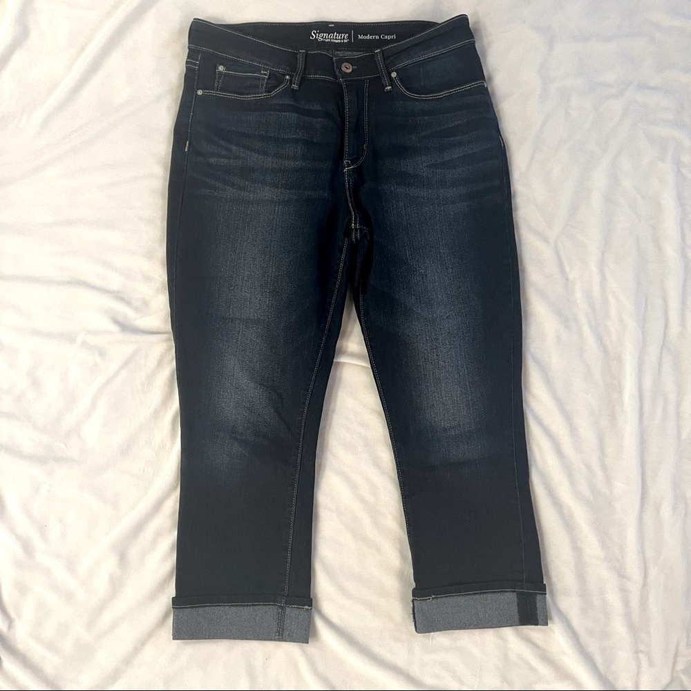 Levi’s Signature Modern Capri Stretch Jeans Dark Blue Sz 10